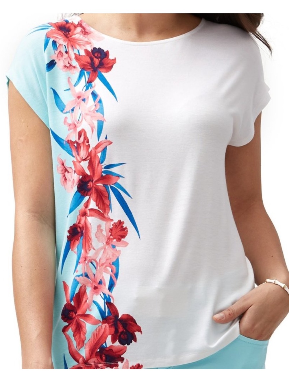 NEW Tommy Bahama Cascata tropical floral print stretch top